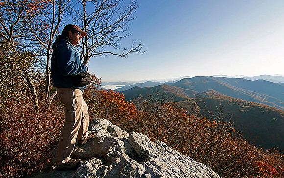 Hiker at Roy's Rock, Cherokee NF