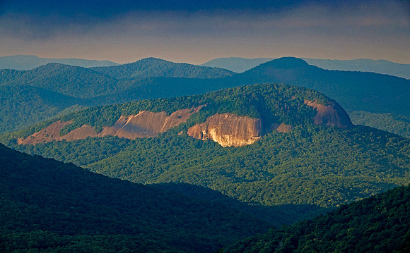 Looking Glass Rock at dawn, Pisgah NF