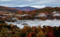 Autumn morning colors and mist, near Rocky Fork Sate Park, TN