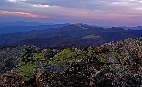Ancient rock with lichen on Round Bald, Roan Highlands
