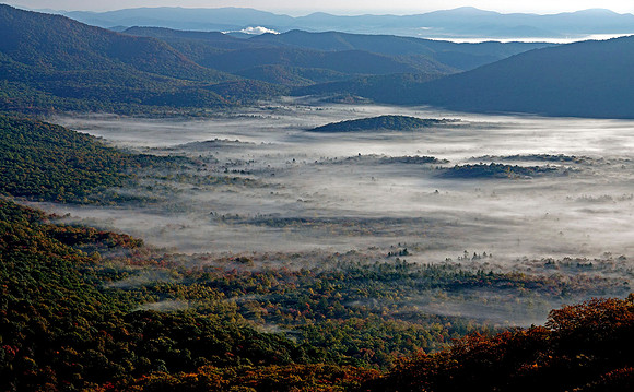 Autumn dawn in the Pink Beds, Pisgah NF