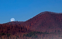 Supermoon setting at sunrise near Rocky Fork State Park, TN