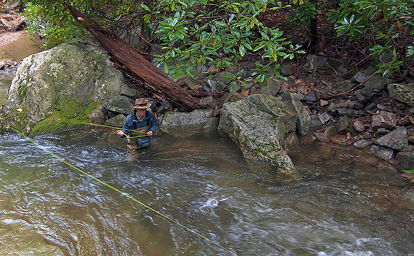 Mountain fly fisherman