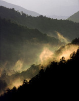 Mist in last light, Great Smoky Mtns. NP